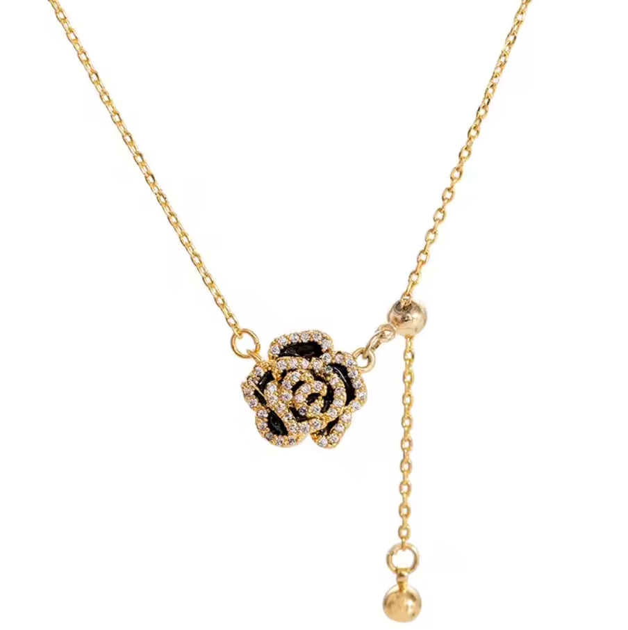 Beifei Flower Zircon Black Necklace