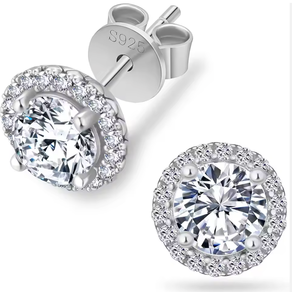 Halo Mossanite Diamond Earring